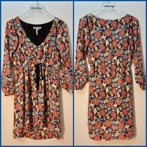 BCBGeneration Red Floral Boho Empire Waist Dress Size Small
